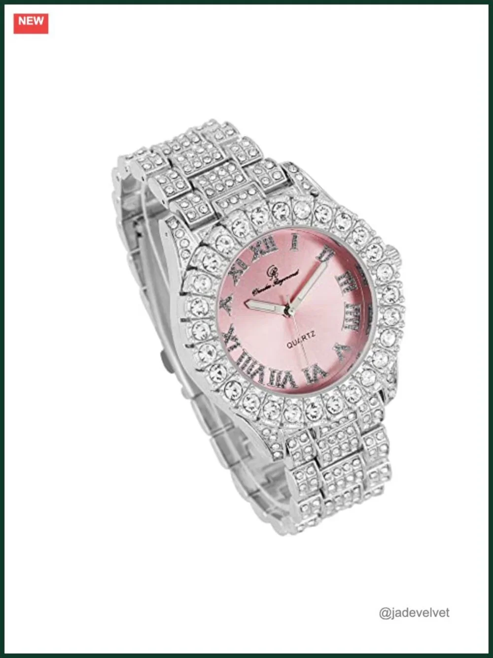 Women's Iced Out Watch Big Rocks Bezel Roman Numerals Quartz Bling Dress